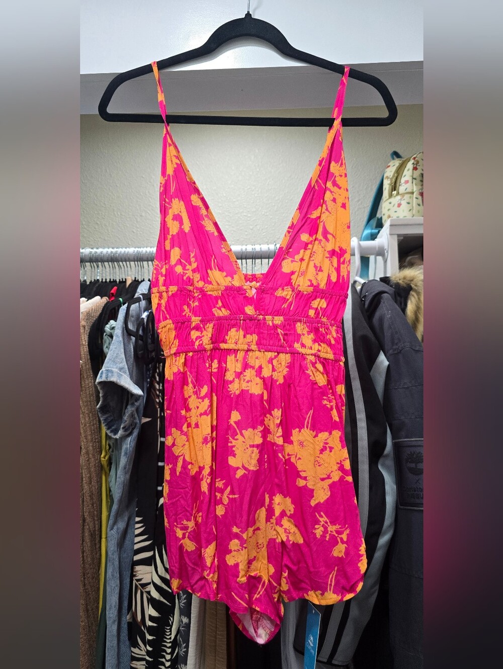 Cupshe Pink and Yellow Floral Beach Romper - Picture 4 of 11